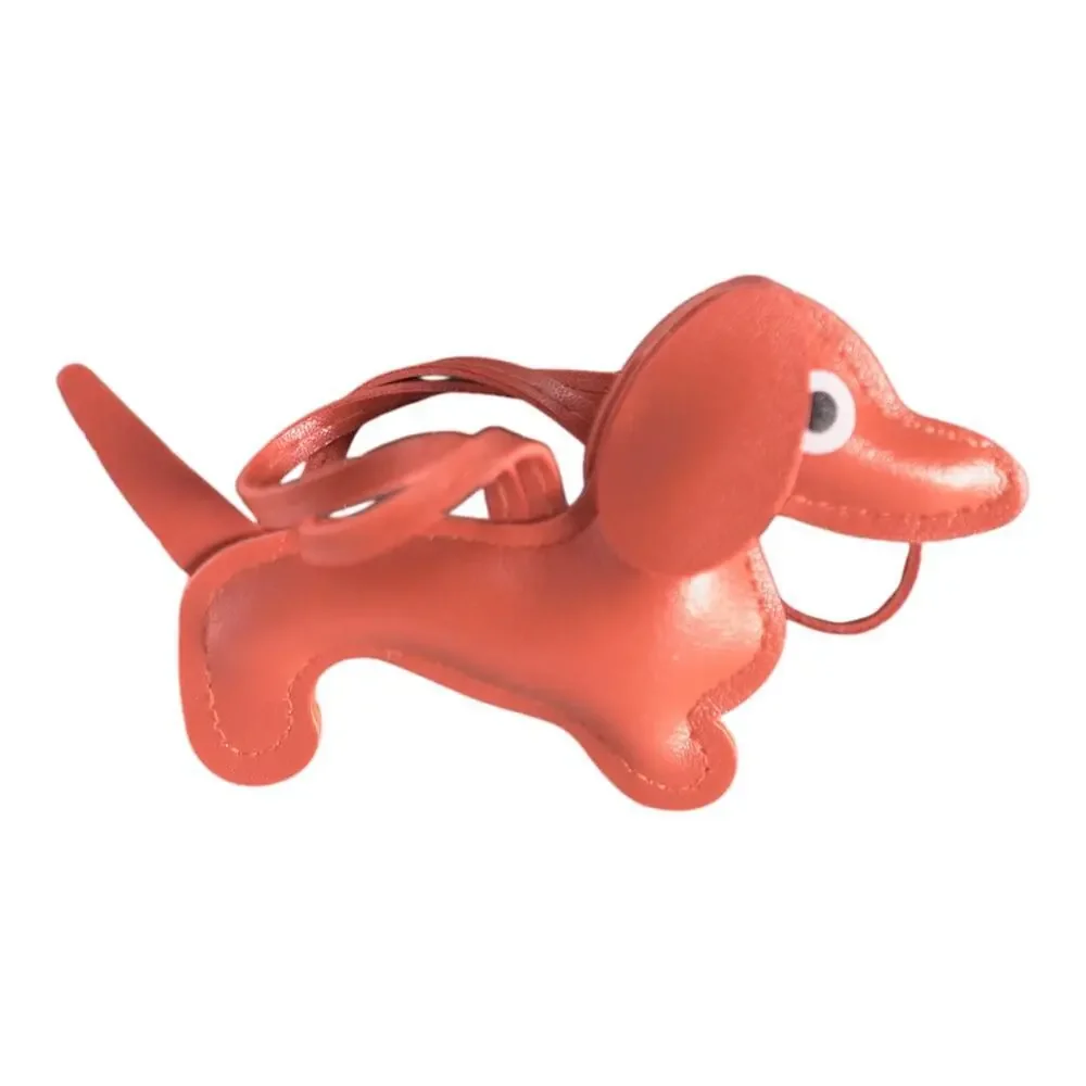 Dachshund Bag Charm Keychain Faux Leather Dog Mom Y2K Cottagecore Orange NWOT